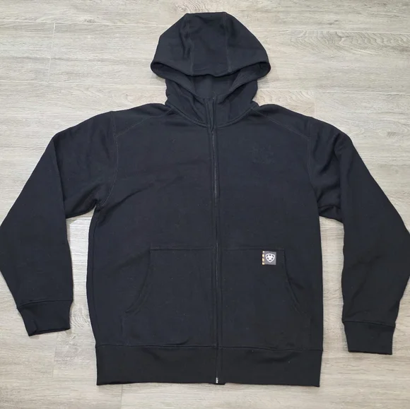 New Ariat Rebar Workwear Reflective Flag Full Zip Hoodie Mens Sz Small Black - Picture 4 of 9